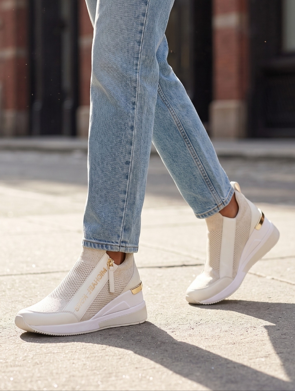 NFS MICHAEL KORS▪︎ Willis Wedge Sneaker ▪︎ Champagne Gold ▪︎ Sz 6.5 - Picture 7 of 8